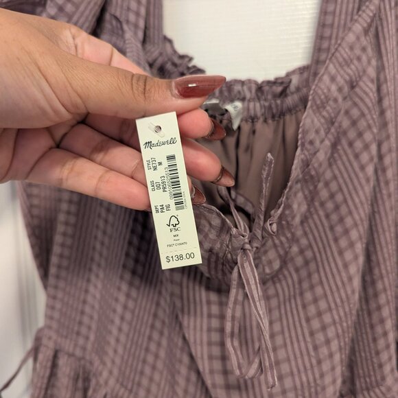 Madewell Square-Neck Tiered Midi Dress in Textured Seersucker - Picture 9 of 9